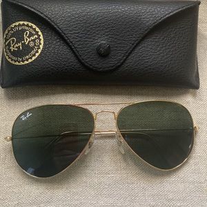 Ray-Ban RB3025 Aviator Large L025 58/14 135 3N Gold Sunglasses 58mm with case